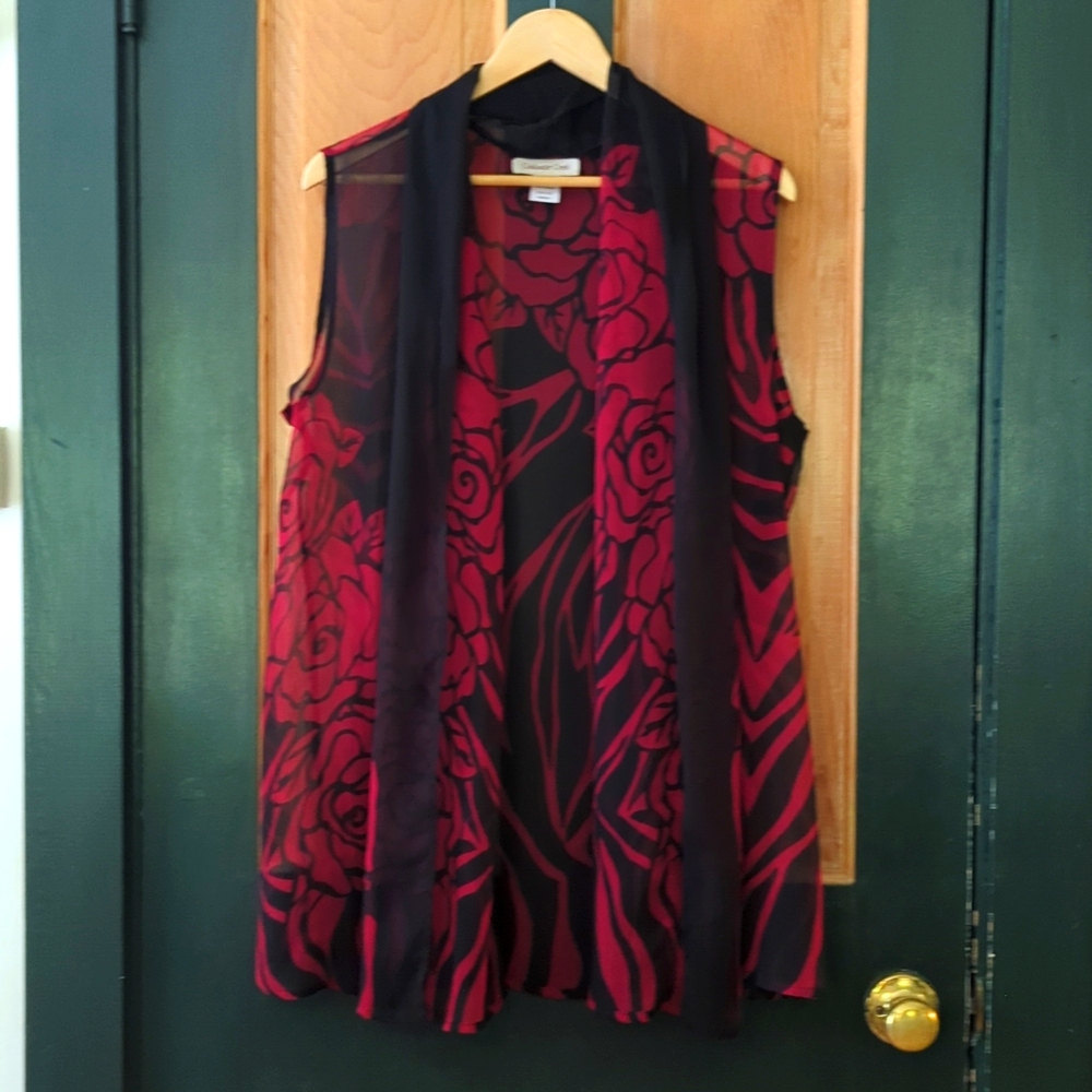 Coldwater Creek Sheer Floral Vest/Swimsuit Cover up OSFM